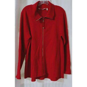 Soft Surroundings Jacket Full Zipper Sweater Red Size Large